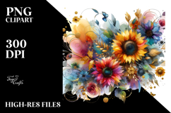 Colorful Sunflower Abstract PNG Product Image 2
