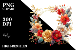 Colorful Horizontal Frame with Red Flowers | Clipart Product Image 2