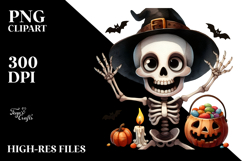 cute Halloween Skeleton Clipart PNG Product Image 2