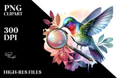 Hummingbird with Magnifying , PNG Product Image 2