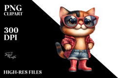 Cat with Sunglasses Standing Up in Rain Boots | Clipart Product Image 2