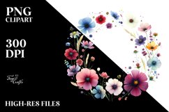 Watercolor Wild Colorful Flowers | Sublimation | Clipart Product Image 1