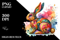 Colorful Bunny Made of Wood PNG Product Image 2