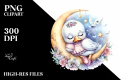 Watercolor Baby Swan Dressed | Sublimation | Clipart Product Image 4