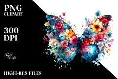 Colorful Butterfly Grungy Painting PNG Product Image 2