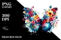 Colorful Butterfly Flowers PNG Product Image 2