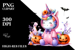 Simple Baby Unicorn in Halloween Costume, Transparent PNG Product Image 2