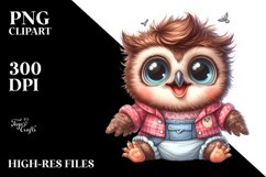 Baby Owl Sitting Dressed with Big Eyes | Clipart Product Image 3