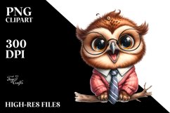 Baby Owl Sitting Dressed with Big Eyes | Clipart Product Image 3