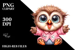 Baby Owl Sitting Dressed with Big Eyes | Clipart Product Image 2