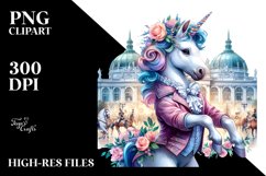 Baby Unicorn in Viennese Ballroom PNG Product Image 1