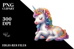 Baby Unicorn in Italian Piazza PNG Product Image 1