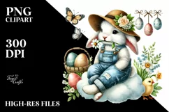 Bunny with Vintage Hat and Flower PNG Product Image 2
