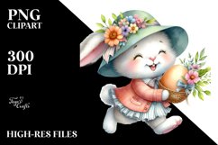 Happy Bunny Running with Eggs PNG Product Image 2