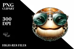 Funny Cute Turtle Sunglasses Portrait Sticker Product Image 1
