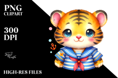 Vibrant Watercolor Cute Tiger Sailor Suit | Sublimation | Product Image 2