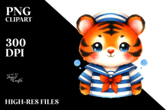 Vibrant Moonlight Tiger Sailor Suit Clipart Product Image 2