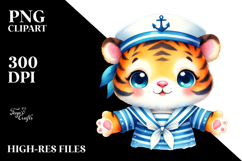 Vibrant Moonlight Tiger Sailor Suit Clipart Product Image 2