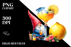 Gnome Drinking a Cocktail, PNG Product Image 2