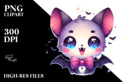 Funny Cute Bat Boy with Spooky Face PNG Product Image 2