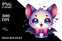 Funny Cute Bat Boy with Spooky Face PNG Product Image 2