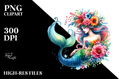 Mermaid with Floral Wreath, Playful Watercolor Product Image 2