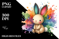 Colorful Wooden Bunny, PNG Product Image 2