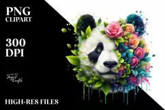Vibrant Watercolor Panda, Transparent PNG Product Image 1