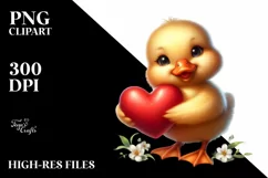 Cute Baby Duck with Heart PNG Product Image 2