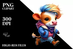 Baby Cow Running, Transparent PNG Product Image 3