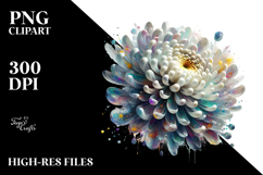 Abstract Detailed Chrysanthemum Watercolor Clipart Product Image 2
