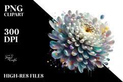 Abstract Detailed Chrysanthemum Watercolor Clipart Product Image 2
