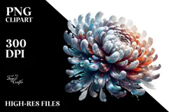 Abstract Detailed Chrysanthemum Watercolor Clipart Product Image 2
