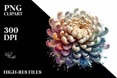 Abstract Detailed Chrysanthemum Watercolor Clipart Product Image 3