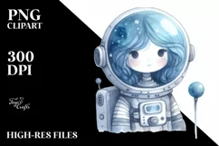 Blueish Astronaut Girl | Clipart Product Image 1