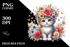 a Vibrant Flower Crown Kitten PNG Product Image 3
