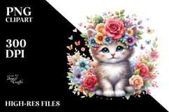 a Vibrant Flower Crown Kitten PNG Product Image 2