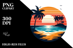 tropical Island Sunset, PNG Product Image 2