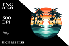 Retro Tropical Island Sunset, PNG Product Image 2