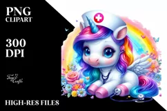Baby Unicorn with Nurse Cap PNG Product Image 3