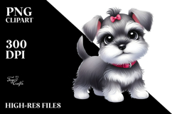 Watercolor Baby Cartoon Miniature Schnauzer, PNG Product Image 2