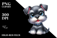 Watercolor Baby Cartoon Miniature Schnauzer, PNG Product Image 2