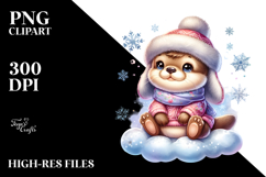 Cute Otter with Gift Box PNG Product Image 2