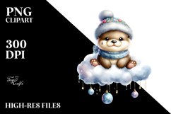 Cute Otter with Gift Box PNG Product Image 2
