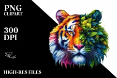 Vibrant Watercolor Tiger, Transparent PNG Product Image 1