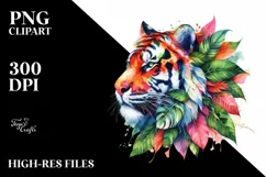 Vibrant Watercolor Tiger, Transparent PNG Product Image 3