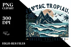 Vintage Tropical Island Surf Clipart Product Image 1