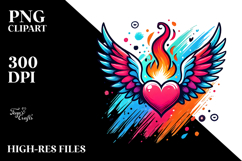 Paintbrush Style Heart Wings, Transparent PNG Product Image 2