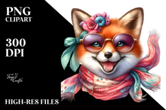 Smiling Fox with Silk Scarf PNG Product Image 2