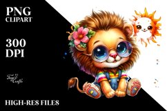 Baby Lion with Summer Clothes, Colorful PNG Product Image 2